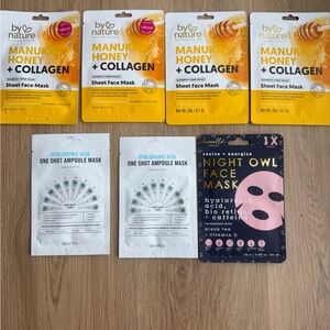 Manuka Honey + Collagen Sheet Face Mask - Yellow and 7 Individual Face Masks